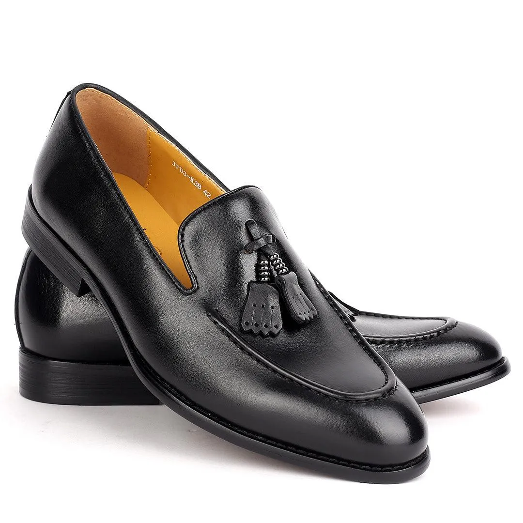 J.M Weston Elegant Black Textile Designed Leather Shoe