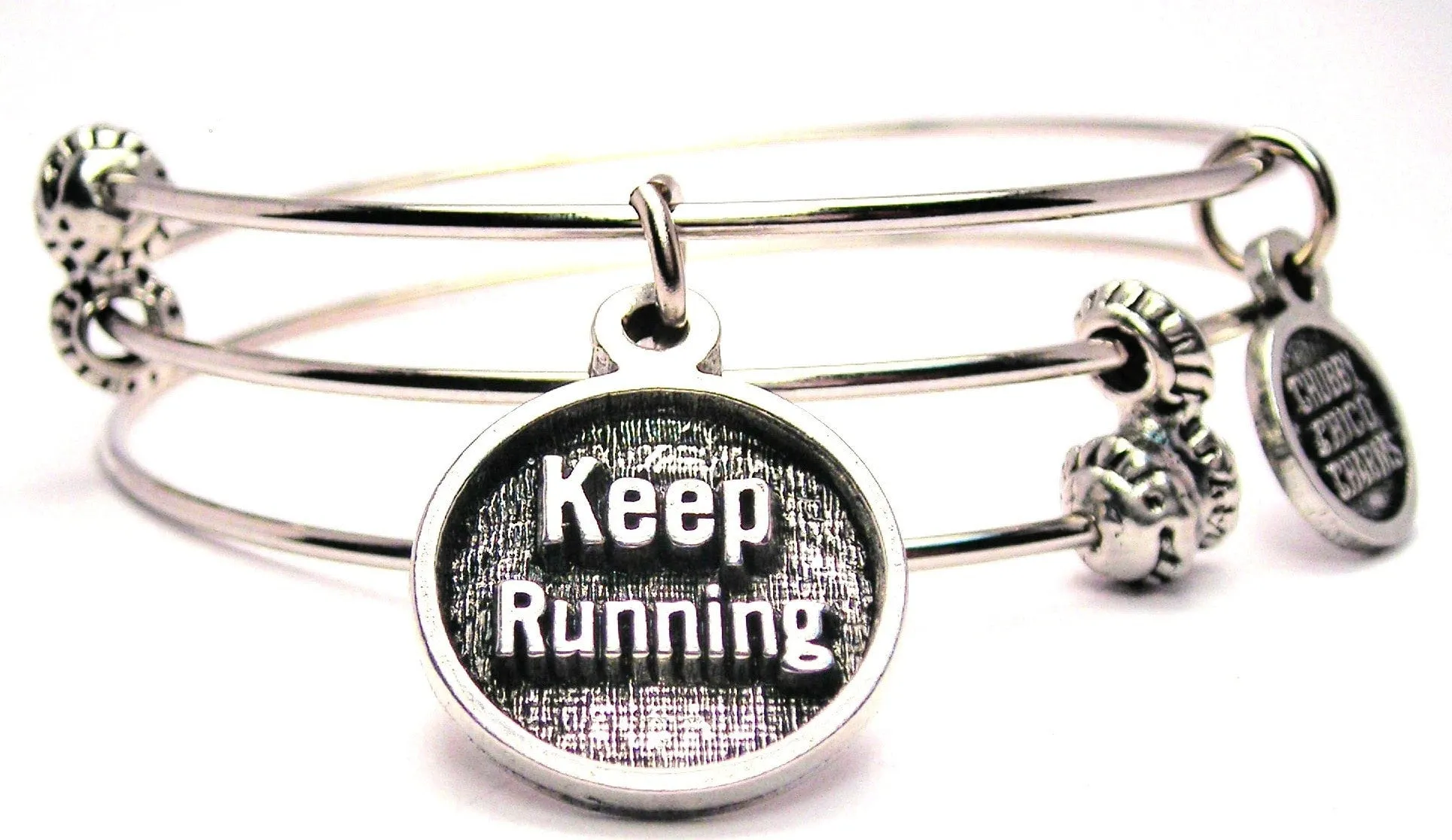 Keep Running Triple Style Expandable Bangle Bracelet