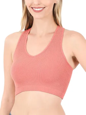 KOGMO Womens Ribbed Racerback Crop Tank Top