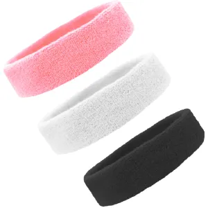 Light Pink White Black Head Sweatbands - 3 Pack