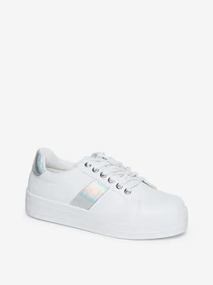 LUNA BLU White Platform Heel Sneakers