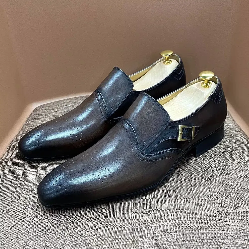 LuxeLeather Monkstrap Buckle Dress Shoes