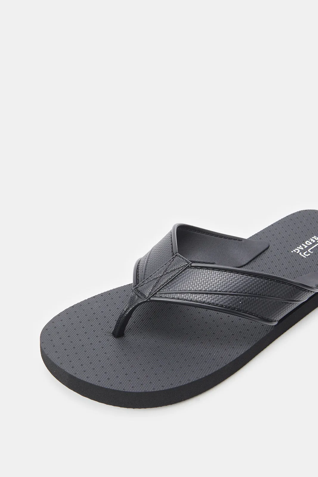 Men Black Toe Post Footbed Sandal