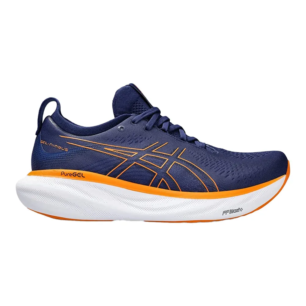 Men's Asics Gel-Nimbus 25, Deep Ocean/Bright Orange, 11 2E Wide