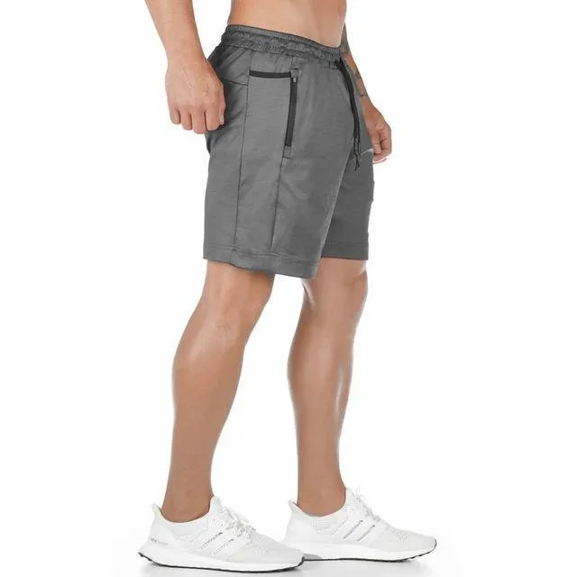 Mens Gym Fitness Multi-pocket for cell phone Sports Jogging Training Short Pants