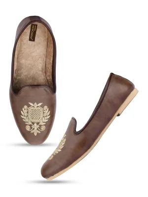 Men's Indian Ethnic Party Wear Brown Footwear - Desi Colour