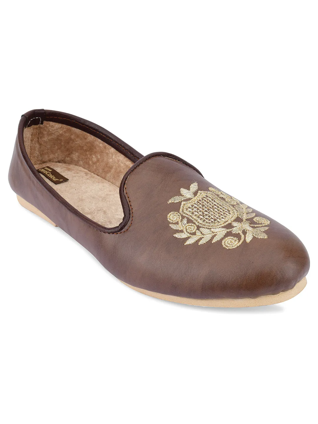 Men's Indian Ethnic Party Wear Brown Footwear - Desi Colour