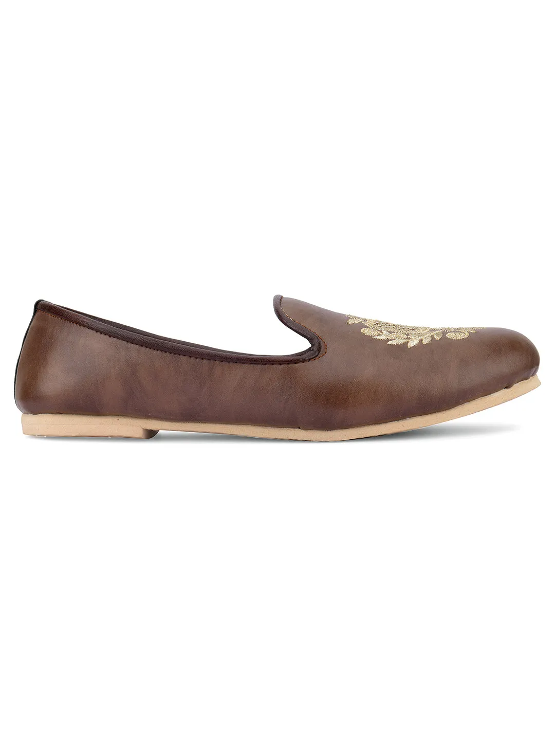 Men's Indian Ethnic Party Wear Brown Footwear - Desi Colour