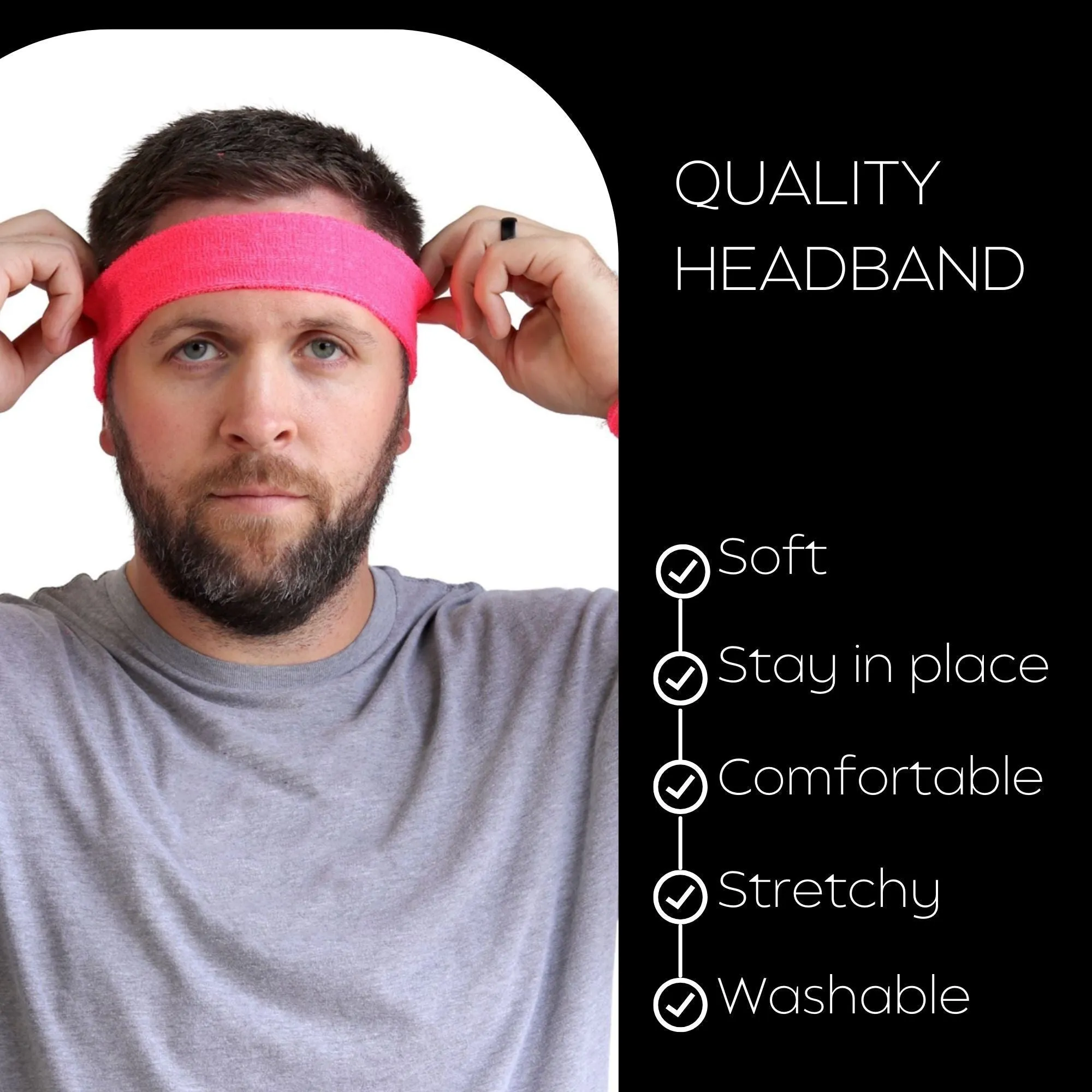 Neon Pink Head Sweatbands - 3 Pack