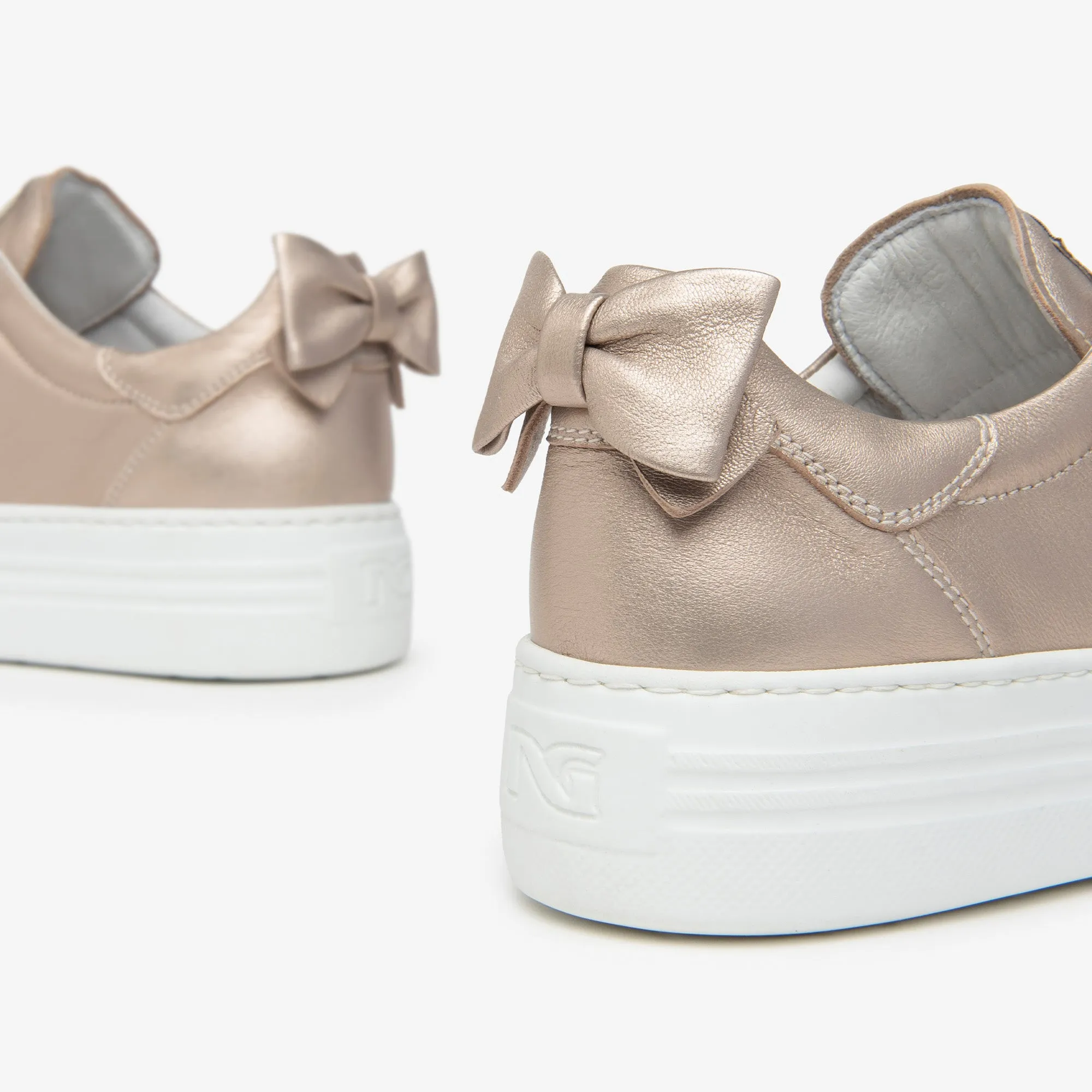 NeroGiardini Metallic Leather Trainer with Bow Detail