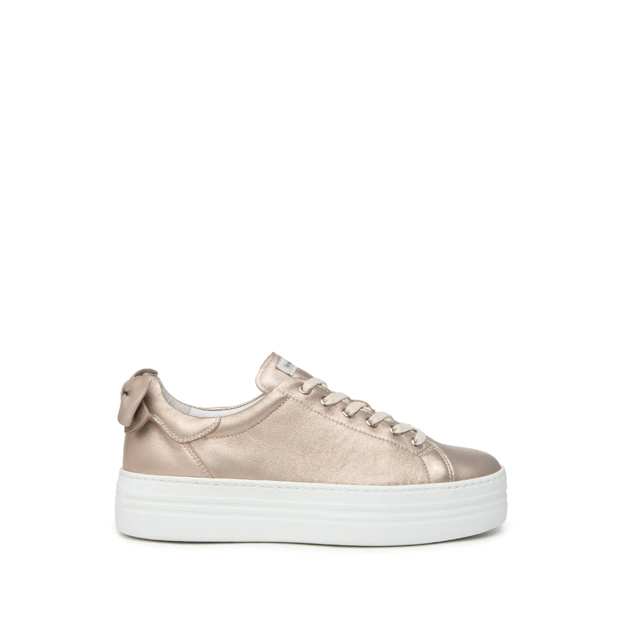 NeroGiardini Metallic Leather Trainer with Bow Detail