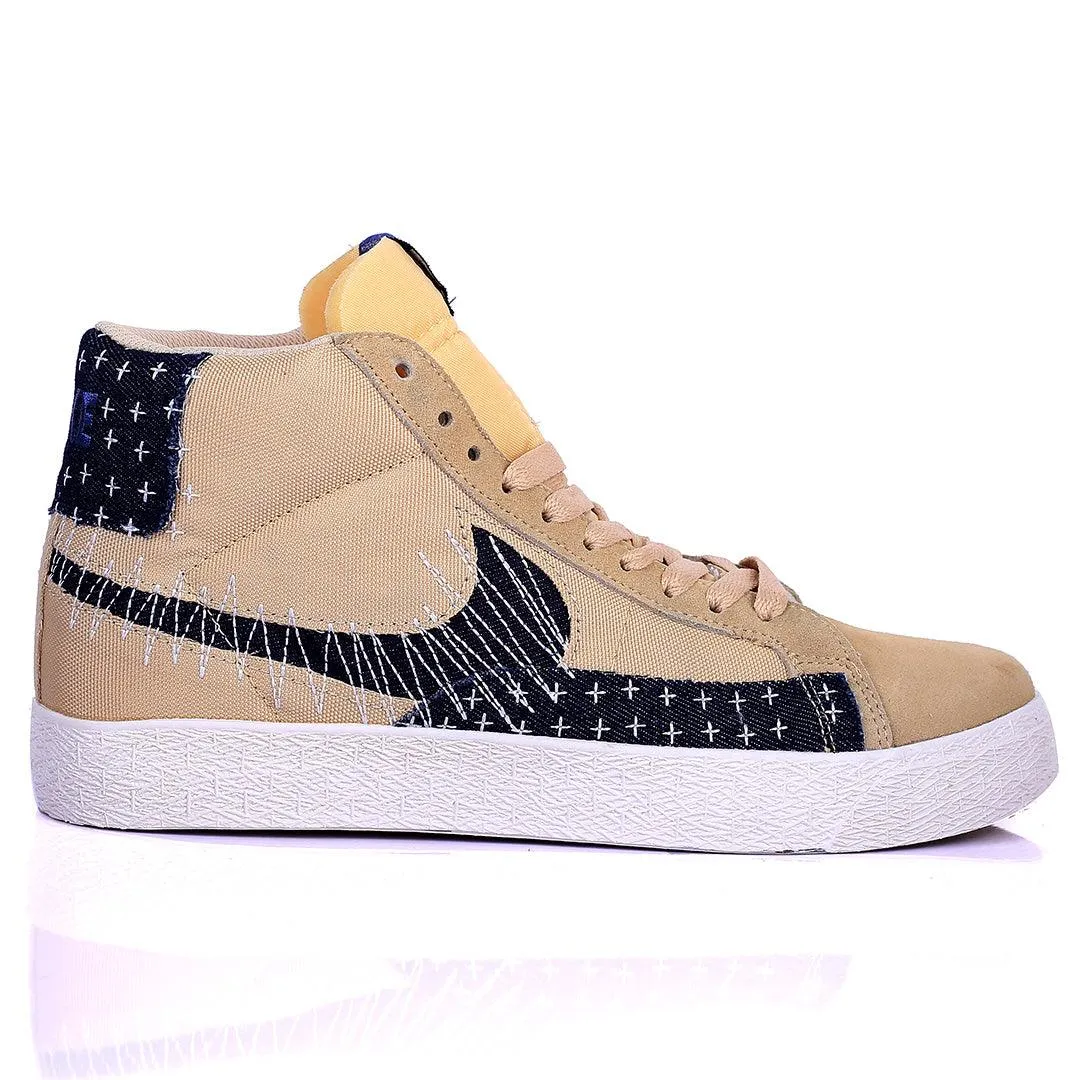 NK Exquisite Brown And Black Designed Sneakers With Solid White Sole