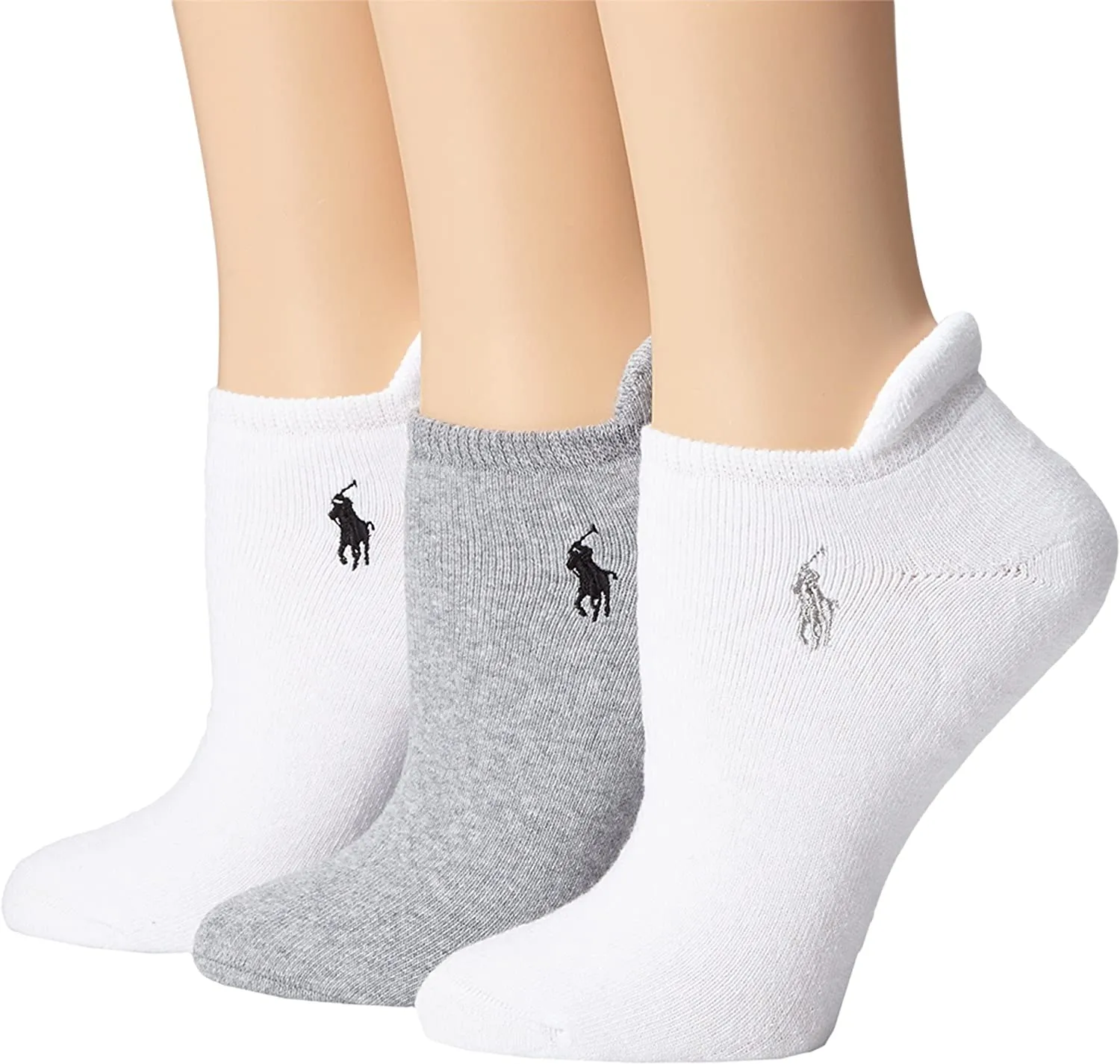 Polo Ralph Lauren Women's 3-Pack Cushioned Heel Low Cut Tab Socks