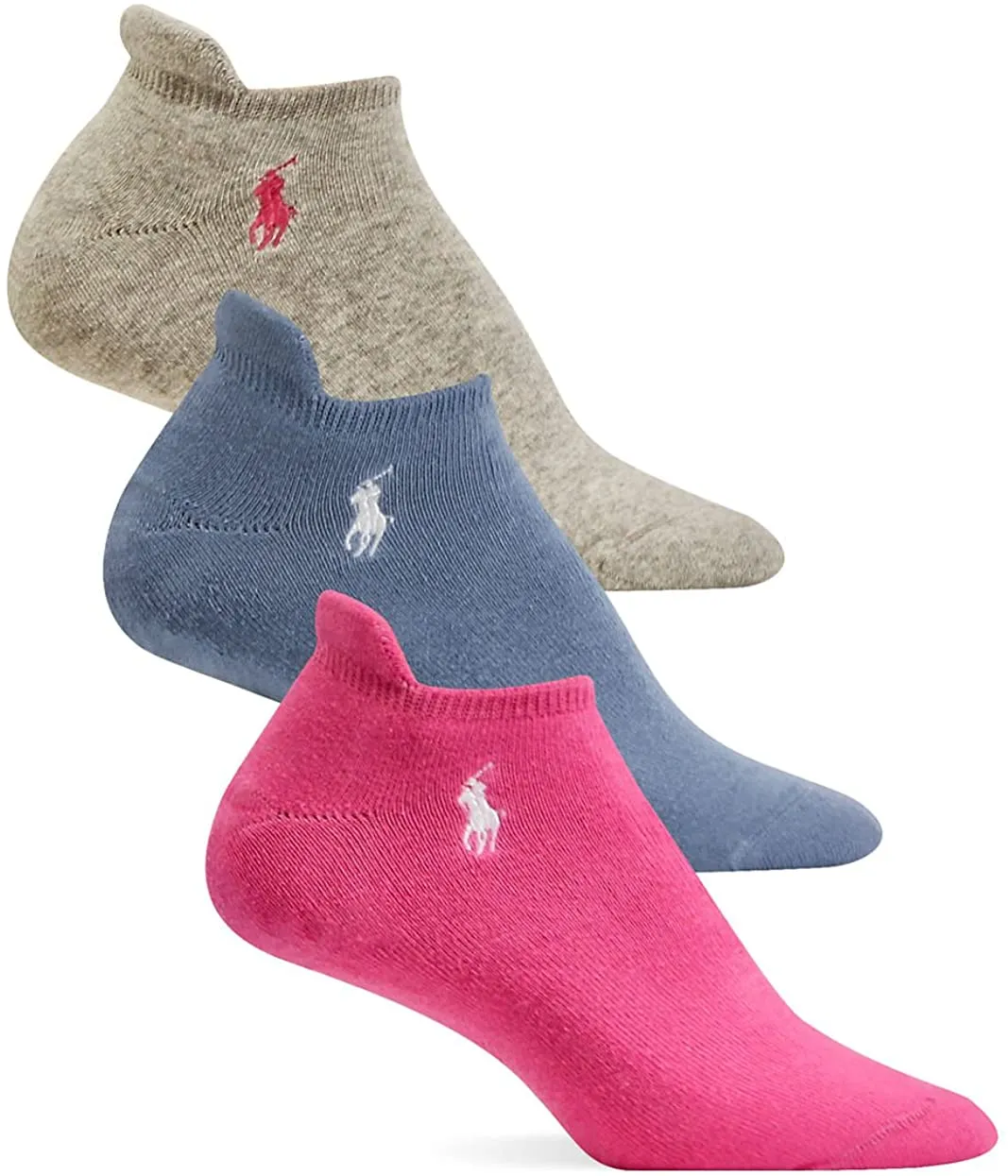 Polo Ralph Lauren Women's 3-Pack Cushioned Heel Low Cut Tab Socks