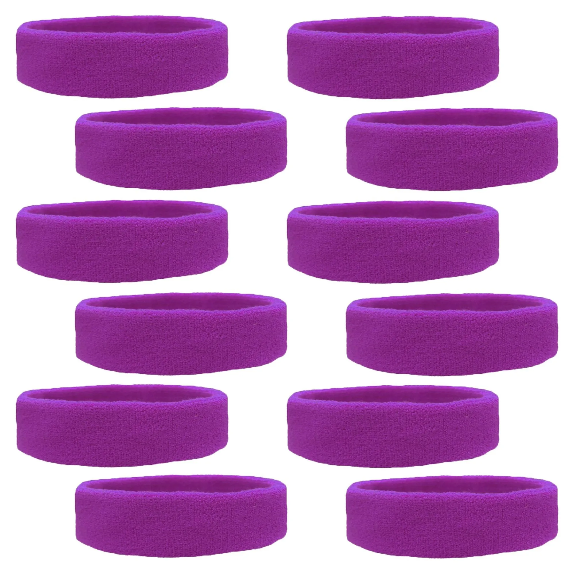 Purple Head Sweatbands - 12 Pack