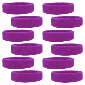 Purple Head Sweatbands - 12 Pack