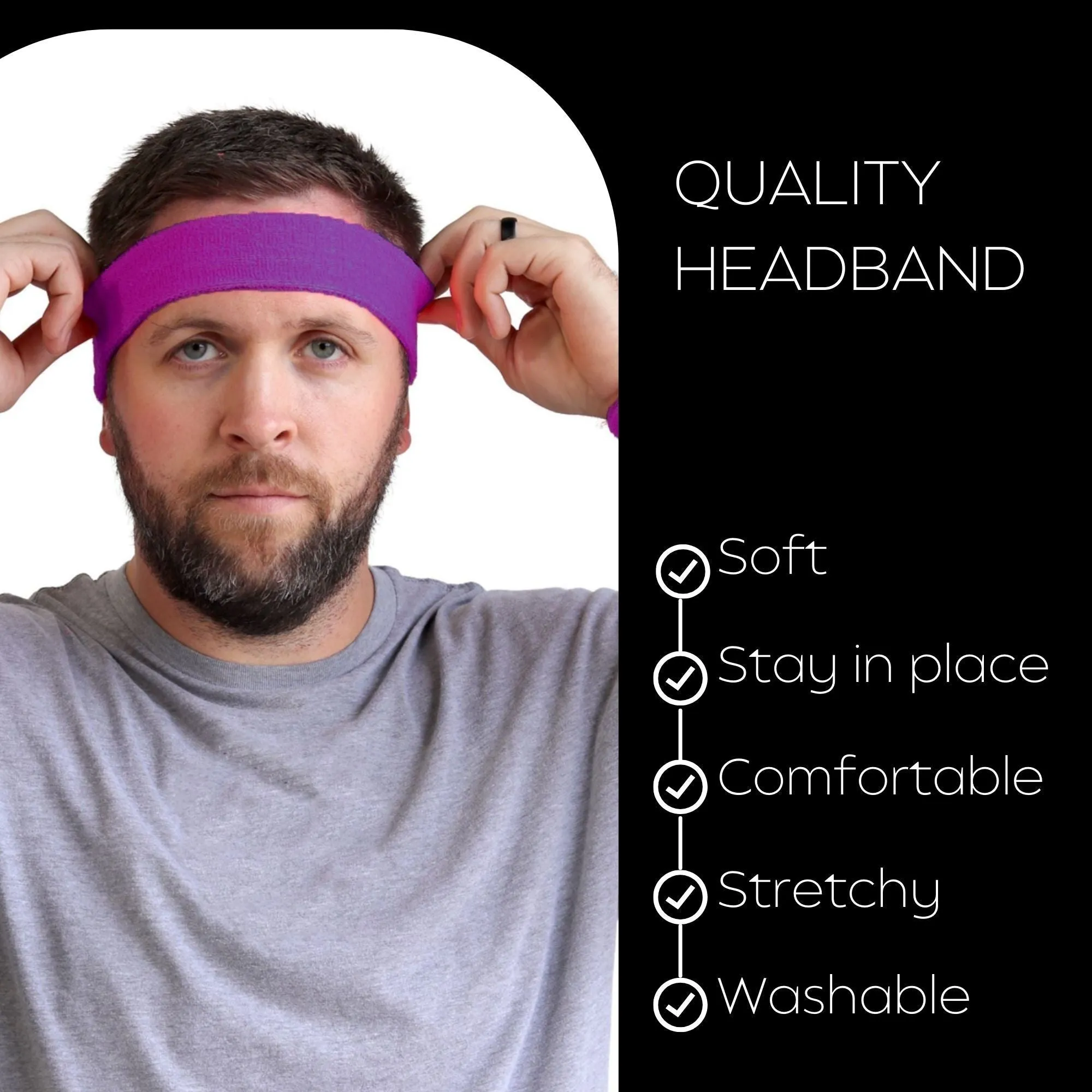 Purple Head Sweatbands - 12 Pack