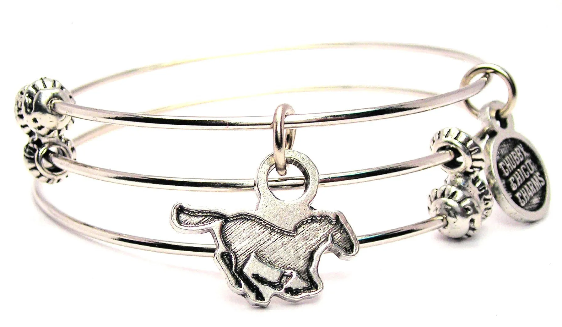 Running Horse Triple Style Expandable Bangle Bracelet