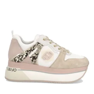 Scarpe Donna LIU JO Sneakers Super Platform in Nylon e Suede stampa Pitone colore Phard e Papyrus