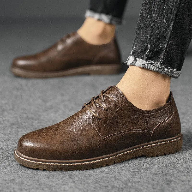 Shoes Spring Autumn Lace up Leather Shoes Office Style Men Casual