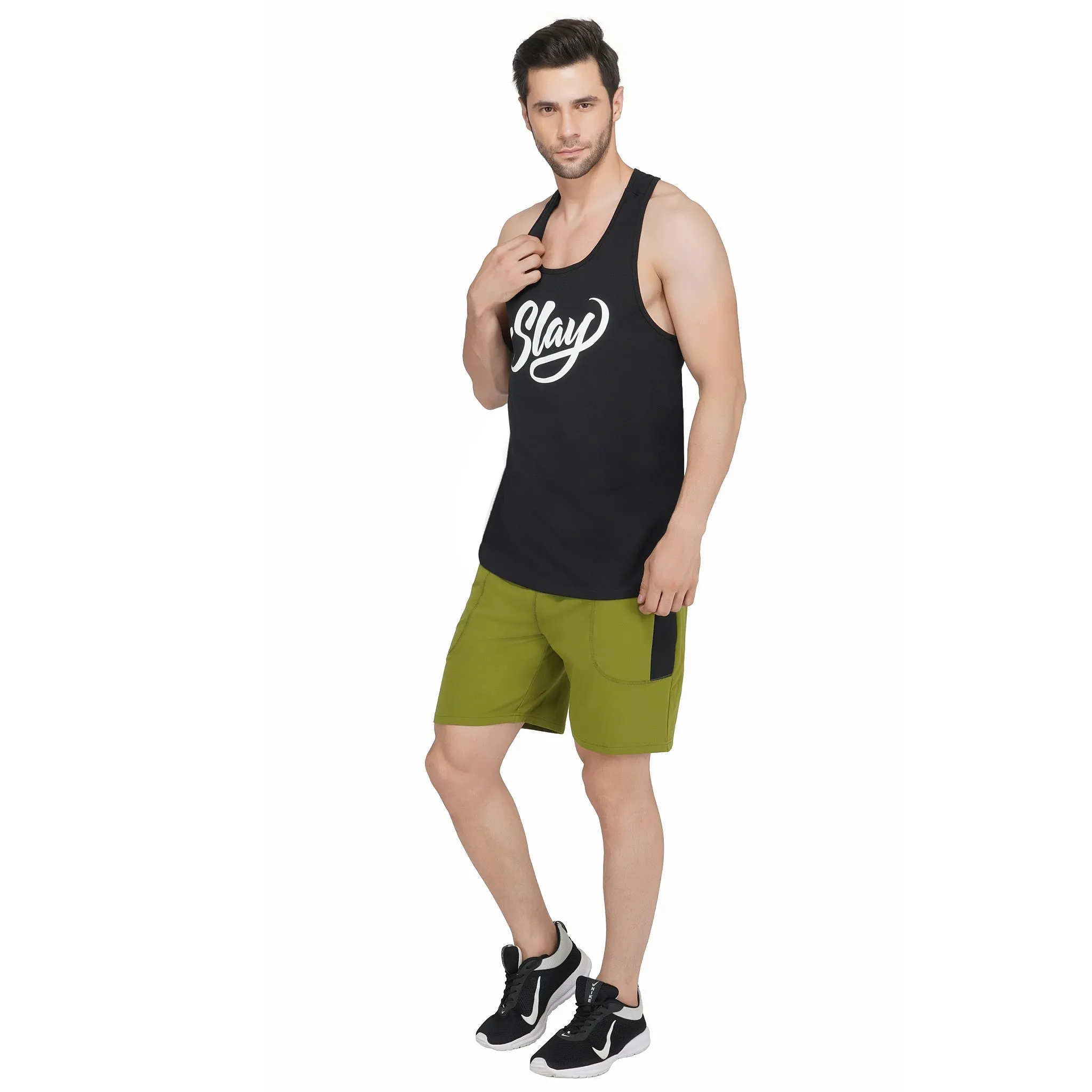 SLAY. Men's Activewear Black Printed Vest