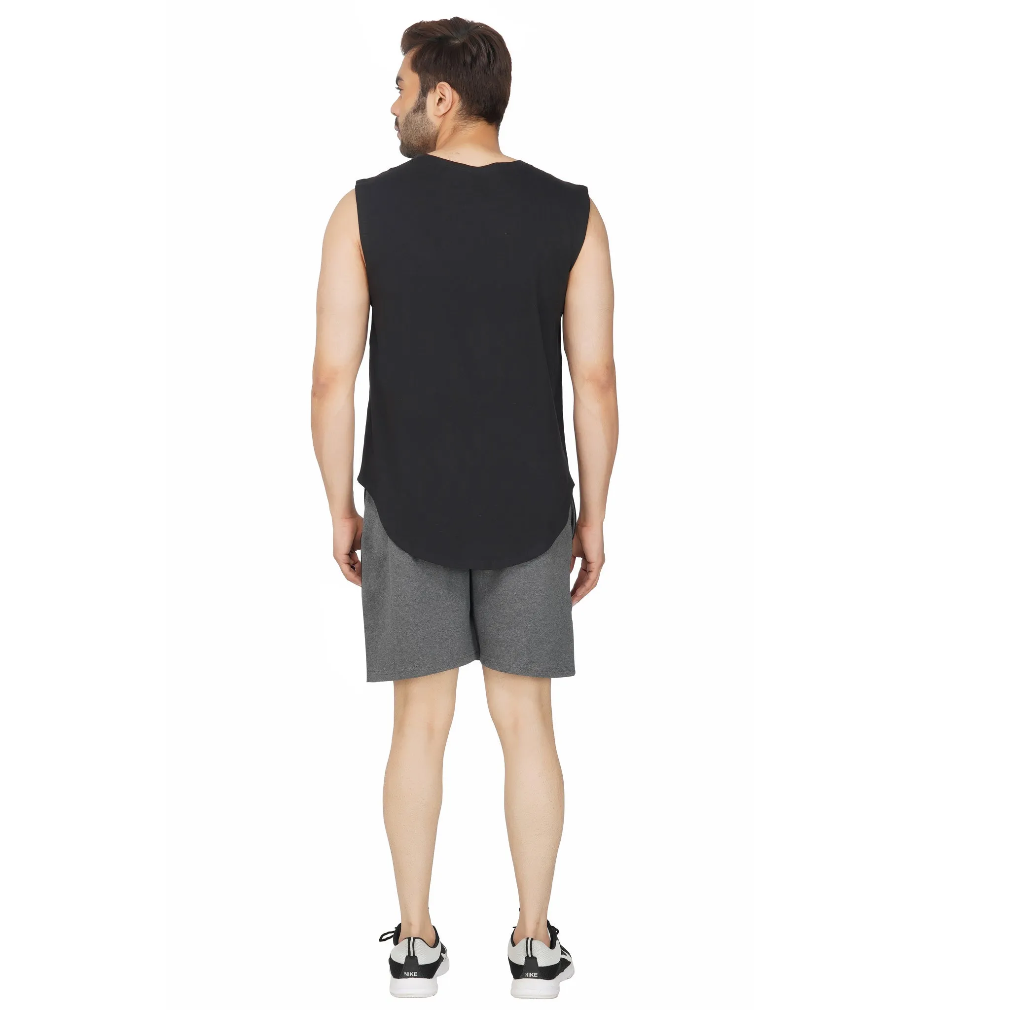 SLAY. Men's Dark Grey Activewear Sports Shorts with Black Stripes