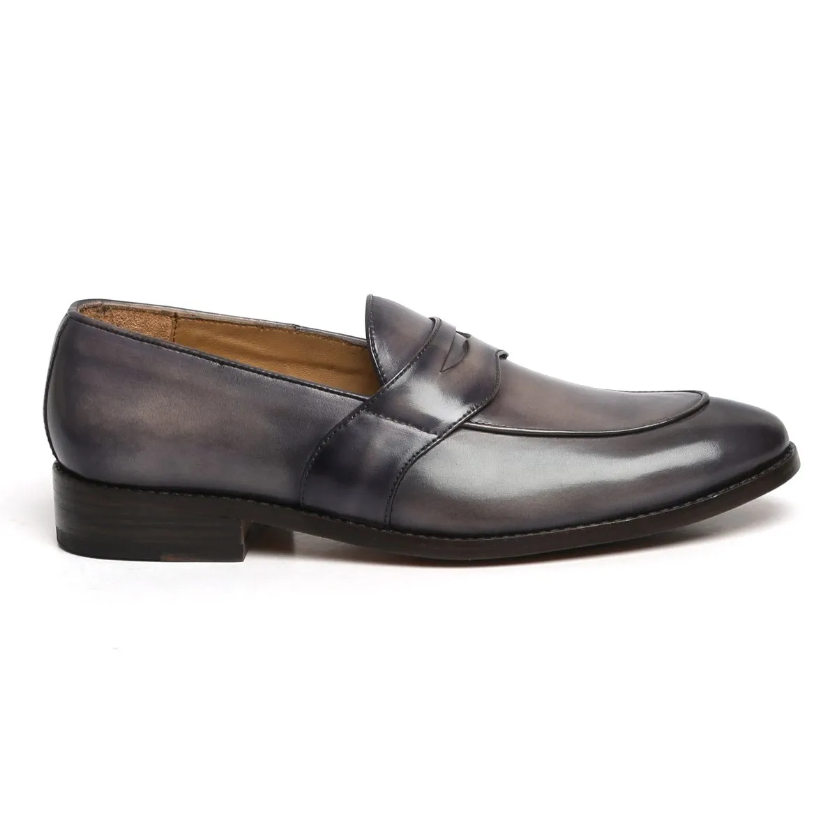 Smokey Grey Rounded Toe Loafers