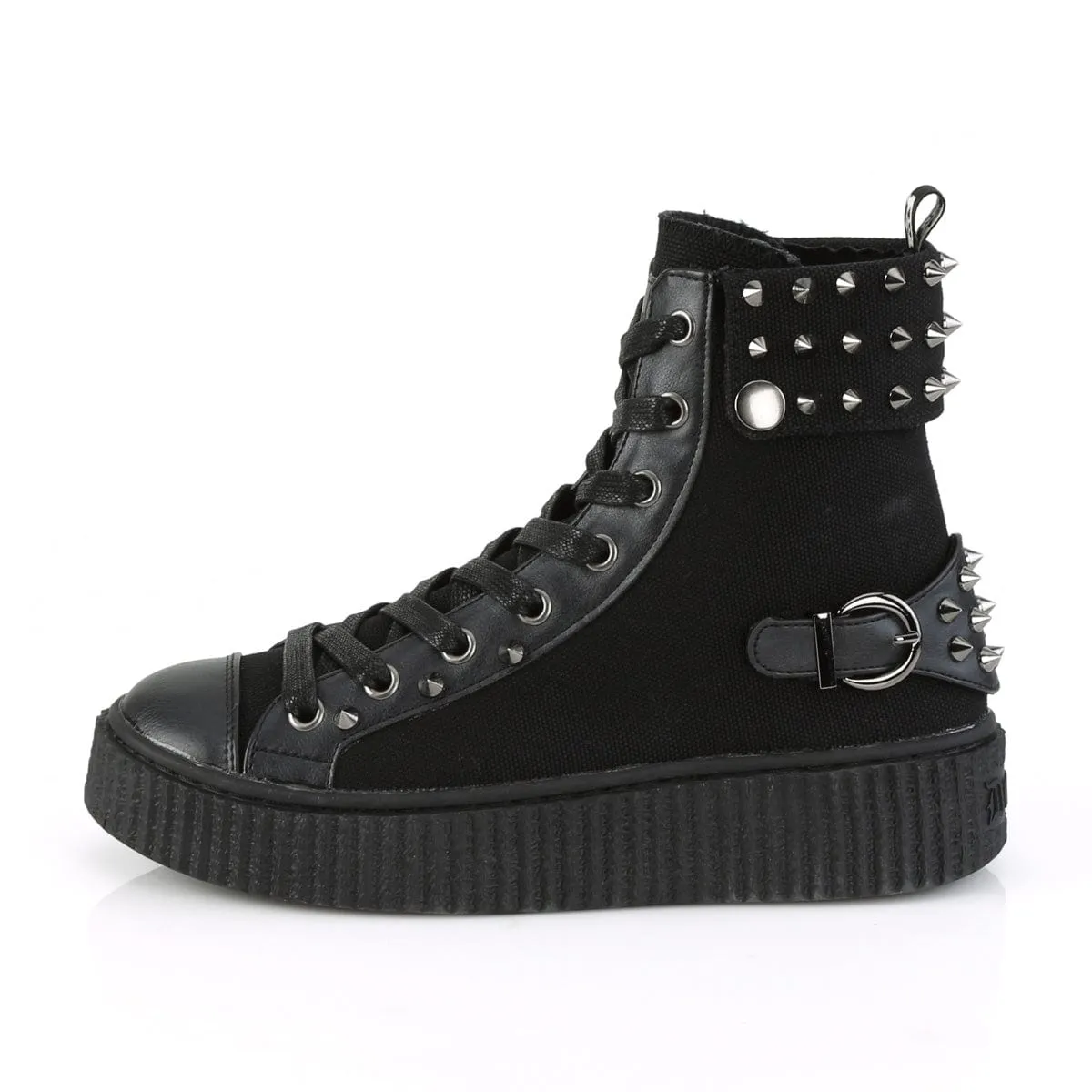 SNEEKER-266 Black Canvas-Vegan Leather