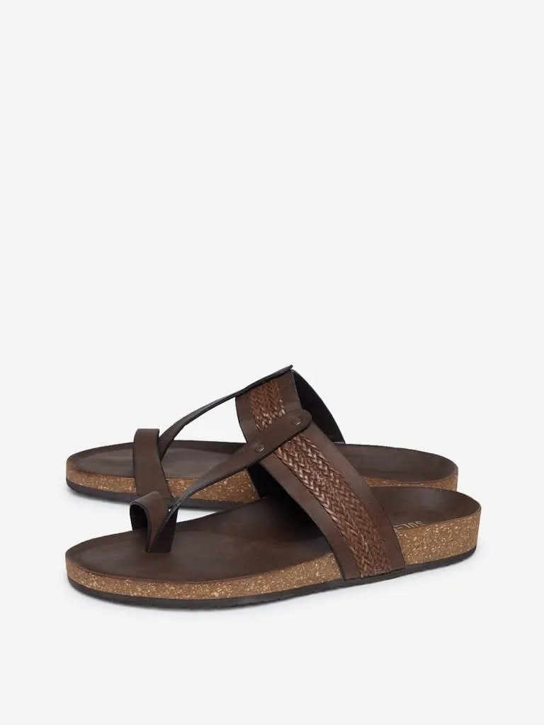 SOLEPLAY Brown Braid Pattern Sandals