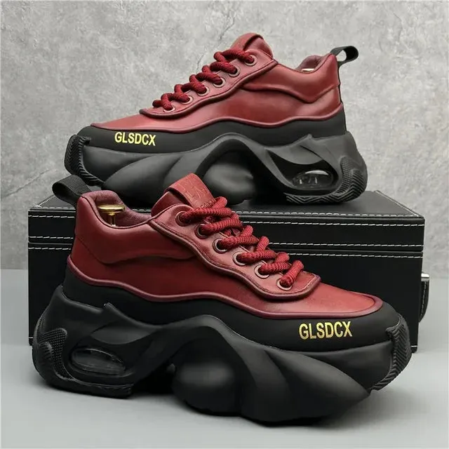 Thick Platform Artificial Leather Sneakers