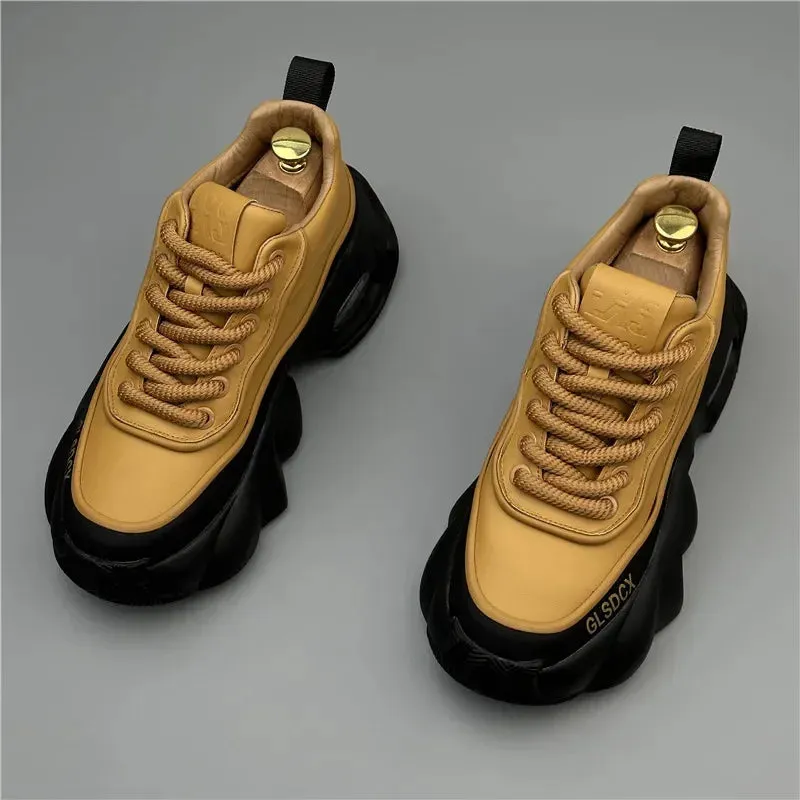 Thick Platform Artificial Leather Sneakers