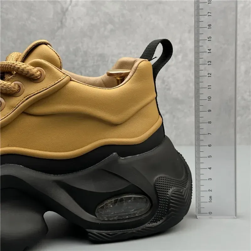 Thick Platform Artificial Leather Sneakers