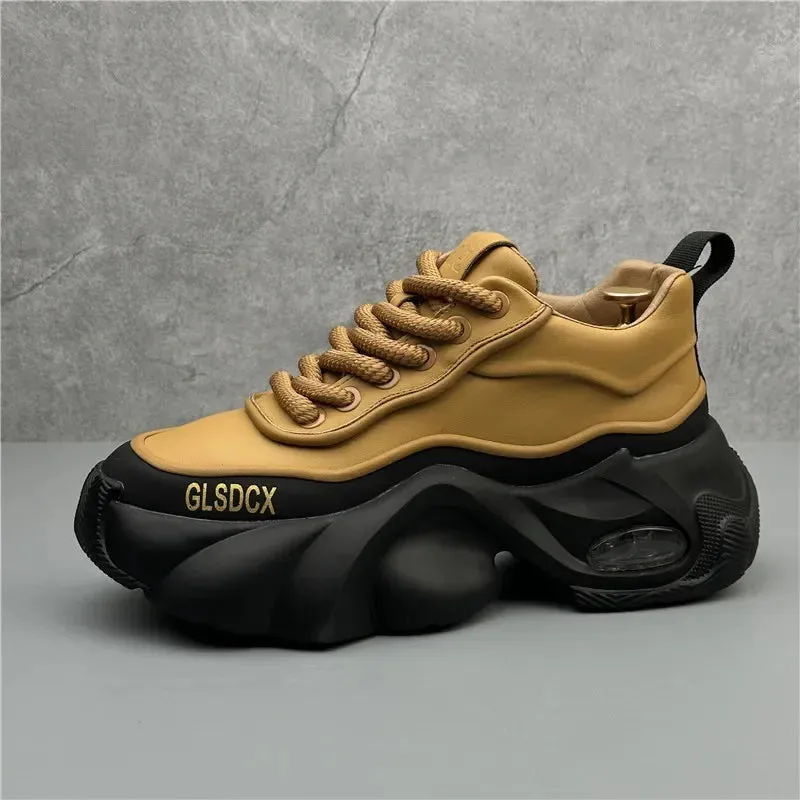 Thick Platform Artificial Leather Sneakers