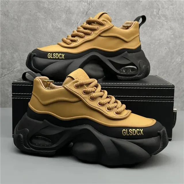 Thick Platform Artificial Leather Sneakers