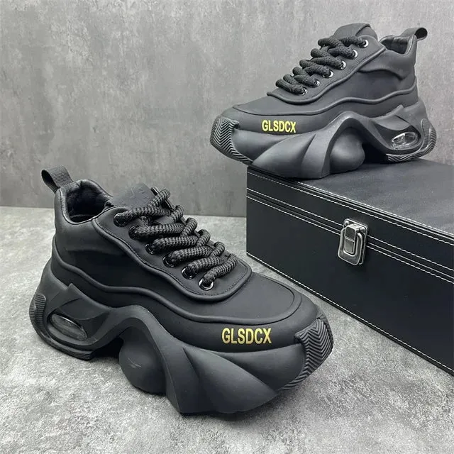 Thick Platform Artificial Leather Sneakers