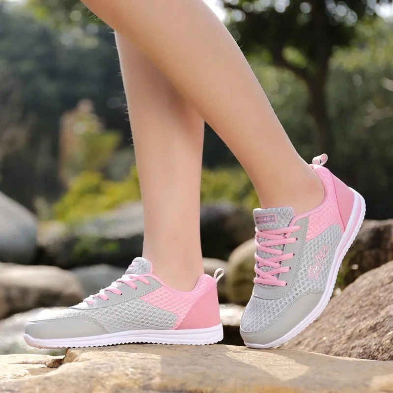 Toleet Female Tennis Sneakers Women Shoes  Breathable Mesh Casual Sport Shoes Woman Lace-Up Women Running White Shoes Running Shoes Men