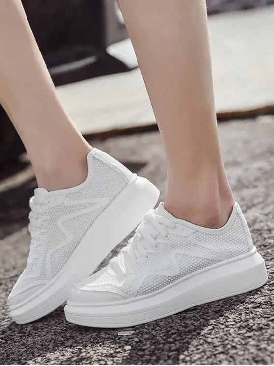 Trendy PU Leather Insert Breathable Athletic Shoes