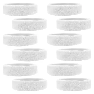 White Head Sweatbands - 12 Pack