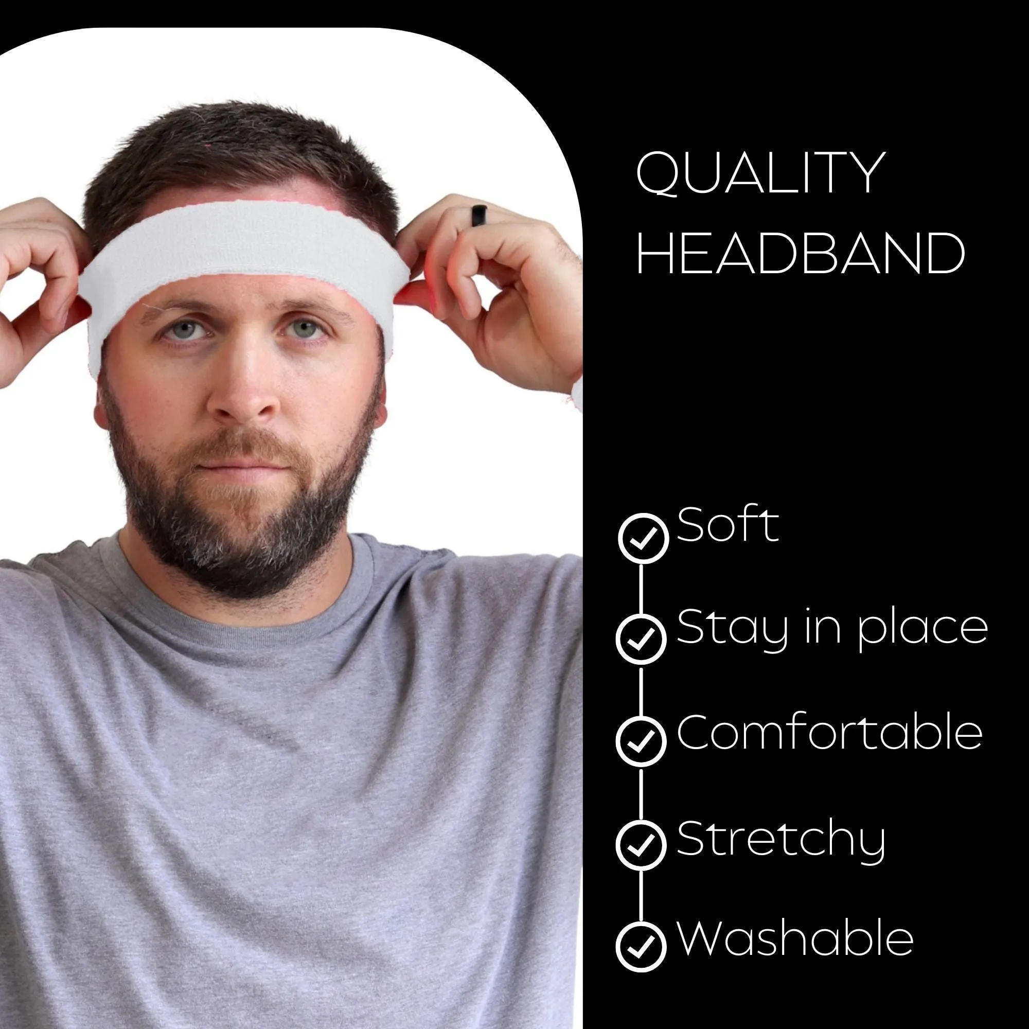 White Head Sweatbands - 12 Pack