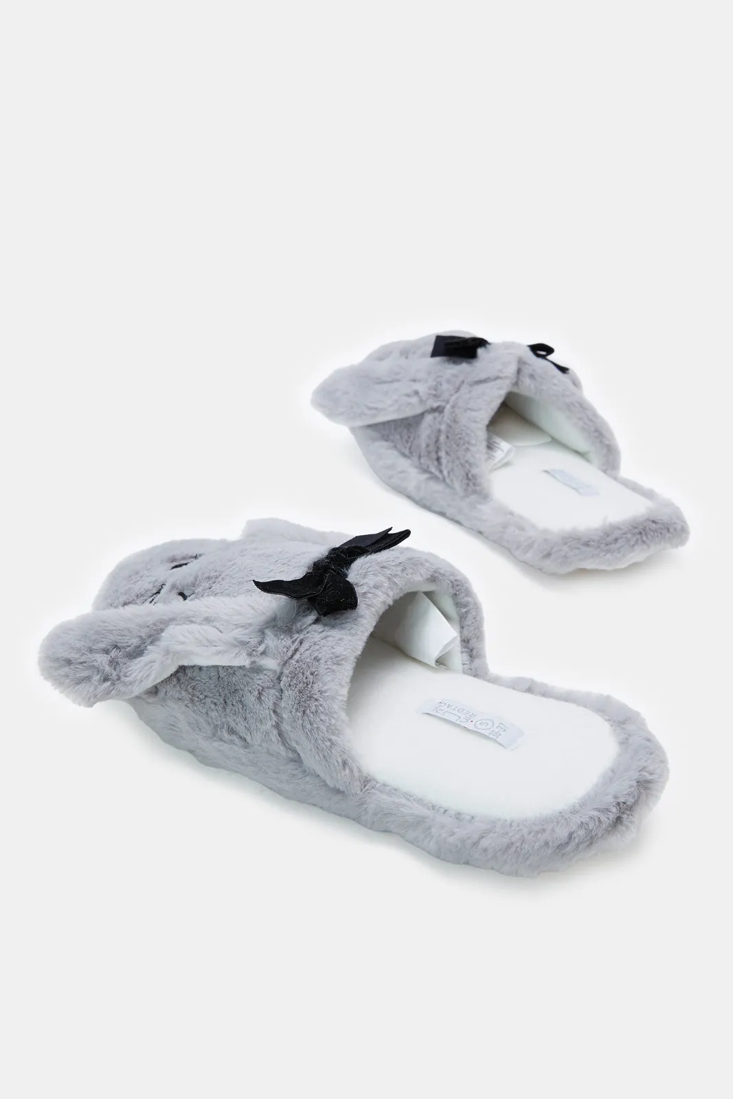 Women Grey Bunny Ears Slipper