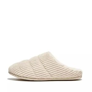 Women's Fitflop Chrissie Biofleece-Lined Corduroy Slippers Color: Ivory